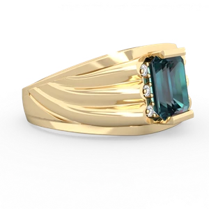Alexandrite Men's 9X7mm Emerald-Cut 14K Yellow Gold ring R1835
