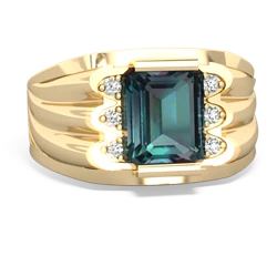 Thumbnail for Lab Alexandrite Men's 14K Yellow Gold ring R1835 - top view