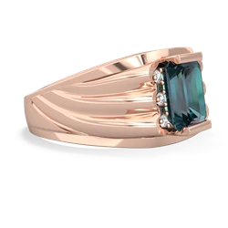 Alexandrite Men's 9X7mm Emerald-Cut 14K Rose Gold ring R1835