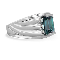 Alexandrite Men's 9X7mm Emerald-Cut 14K White Gold ring R1835