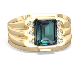 Alexandrite Men's 9X7mm Emerald-Cut 14K Yellow Gold ring R1835