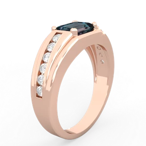 Alexandrite Men's Diamond Channel 14K Rose Gold ring R0500