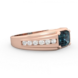 Alexandrite Men's Diamond Channel 14K Rose Gold ring R0500