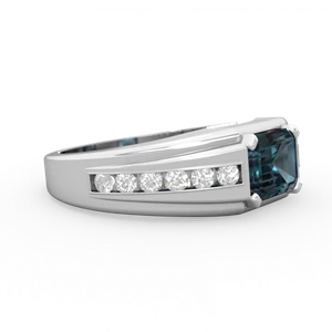 Alexandrite Men's Diamond Channel 14K White Gold ring R0500