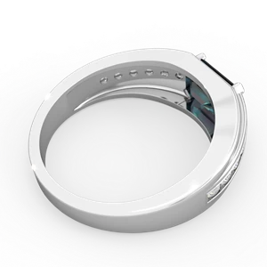 Alexandrite Men's Diamond Channel 14K White Gold ring R0500