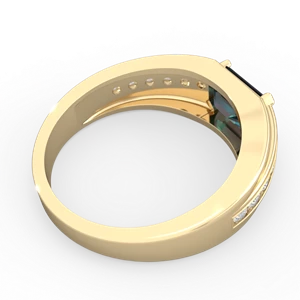 Alexandrite Men's Diamond Channel 14K Yellow Gold ring R0500