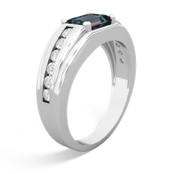 Alexandrite Men's Diamond Channel 14K White Gold ring R0500