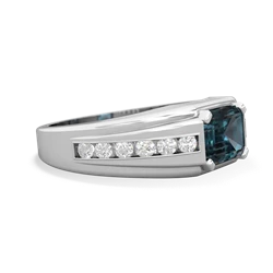 Alexandrite Men's Diamond Channel 14K White Gold ring R0500