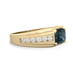 Alexandrite Men's Diamond Channel 14K Yellow Gold ring R0500