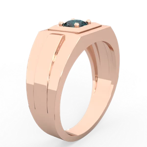 Alexandrite Men's Squared Circle 14K Rose Gold ring R0480