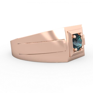 Alexandrite Men's Squared Circle 14K Rose Gold ring R0480