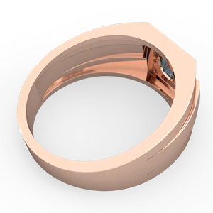 Alexandrite Men's Squared Circle 14K Rose Gold ring R0480