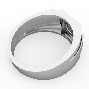 Alexandrite Men's Squared Circle 14K White Gold ring R0480