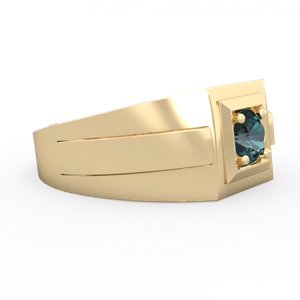 Alexandrite Men's Squared Circle 14K Yellow Gold ring R0480