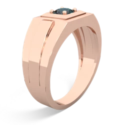 Alexandrite Men's Squared Circle 14K Rose Gold ring R0480