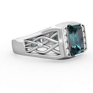 Alexandrite Men's Vine 14K White Gold ring R0490