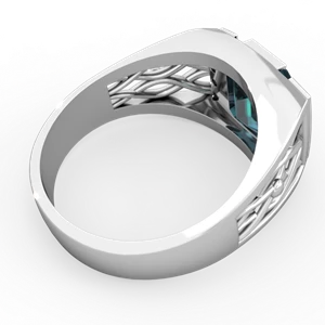 Alexandrite Men's Vine 14K White Gold ring R0490