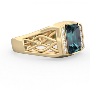 Alexandrite Men's Vine 14K Yellow Gold ring R0490