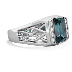 Alexandrite Men's Vine 14K White Gold ring R0490