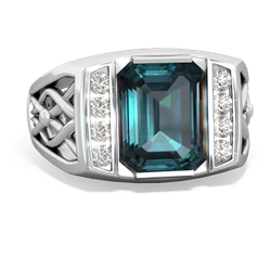 Alexandrite Men's Vine 14K White Gold ring R0490