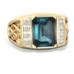 Alexandrite Men s Vine ring 14K Yellow Gold JewelsForMe