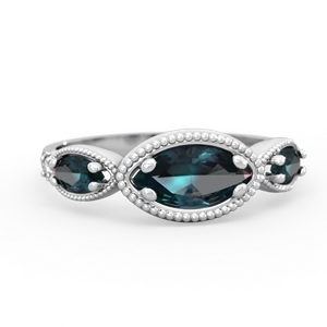 Alexandrite Milgrain Marquise 14K White Gold ring R5700