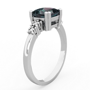 Alexandrite Art Deco Princess 14K White Gold ring R2014