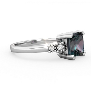 Alexandrite Art Deco Princess 14K White Gold ring R2014