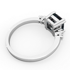 Alexandrite Art Deco Princess 14K White Gold ring R2014