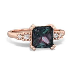 Alexandrite Art Deco Princess 14K Rose Gold ring R2014