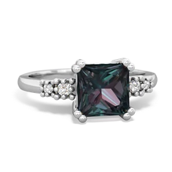 Alexandrite Art Deco Princess 14K White Gold ring R2014