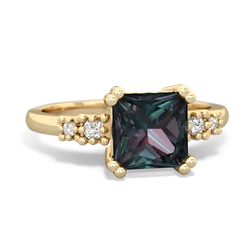 Alexandrite Art Deco Princess 14K Yellow Gold ring R2014