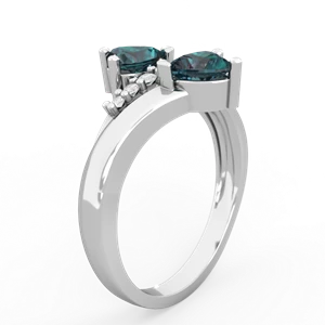 Alexandrite Heart To Heart 14K White Gold ring R2064
