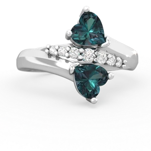 Alexandrite Heart To Heart 14K White Gold ring R2064