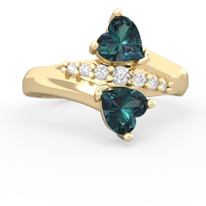 Alexandrite Heart To Heart 14K Yellow Gold ring R2064