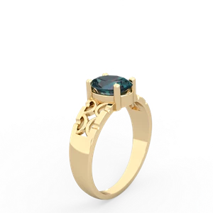 Alexandrite Art Deco Filigree 14K Yellow Gold ring R2322