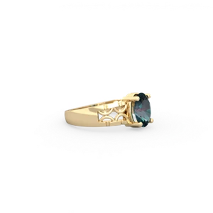 Alexandrite Art Deco Filigree 14K Yellow Gold ring R2322
