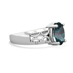 Alexandrite Art Deco Filigree 14K White Gold ring R2322