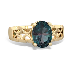 Alexandrite Art Deco Filigree 14K Yellow Gold ring R2322