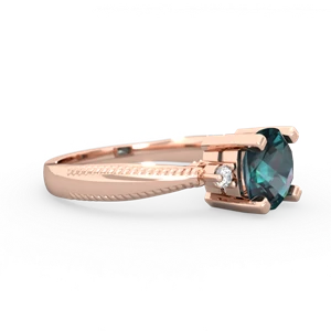 Alexandrite Cushion Rope 14K Rose Gold ring R2484