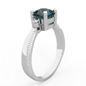 Alexandrite Cushion Rope 14K White Gold ring R2484
