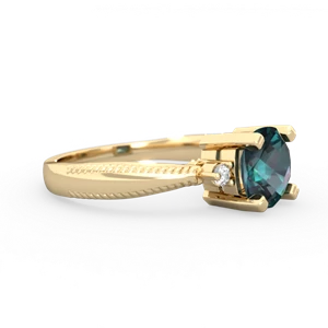 Alexandrite Cushion Rope 14K Yellow Gold ring R2484