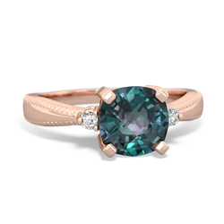 Alexandrite Cushion Rope 14K Rose Gold ring R2484