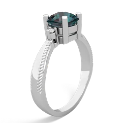 Alexandrite Cushion Rope 14K White Gold ring R2484