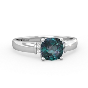 Alexandrite Simply Elegant Cushion 14K White Gold ring R2489