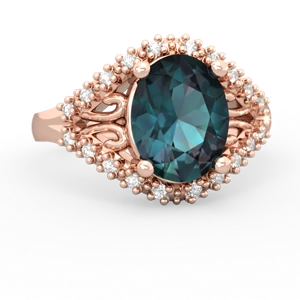Alexandrite Antique Style Cocktail 14K Rose Gold ring R2564
