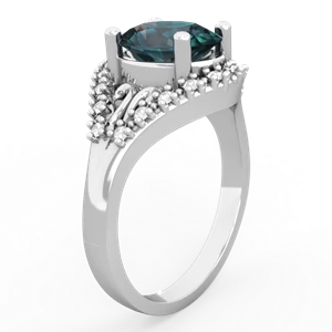 Alexandrite Antique Style Cocktail 14K White Gold ring R2564