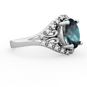 Alexandrite Antique Style Cocktail 14K White Gold ring R2564