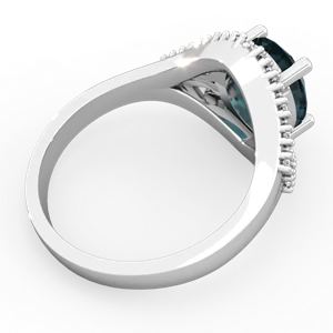 Alexandrite Antique Style Cocktail 14K White Gold ring R2564