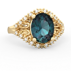 Alexandrite Antique Style Cocktail 14K Yellow Gold ring R2564